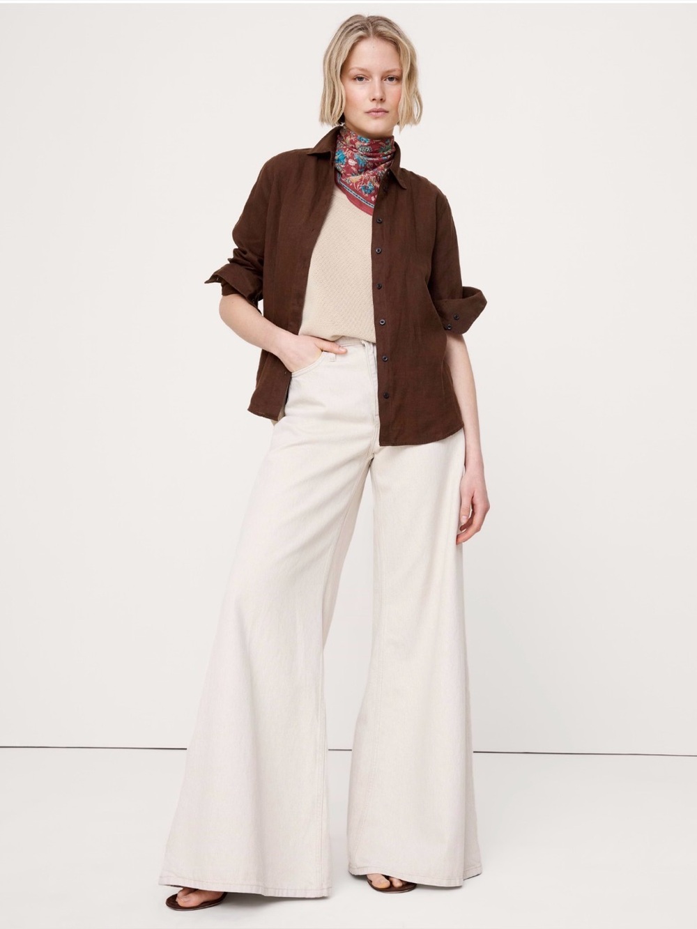 NWT Banana Republic The Everyday Reddish Brown Linen Shirt Sz XS (#875209)